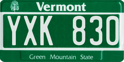 VT license plate YXK830