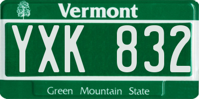 VT license plate YXK832