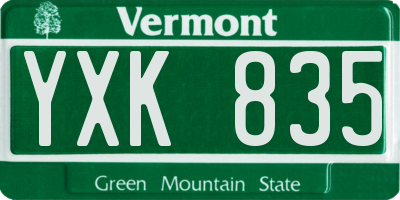 VT license plate YXK835