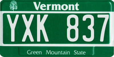 VT license plate YXK837