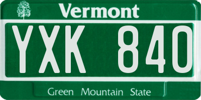VT license plate YXK840