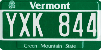 VT license plate YXK844