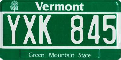 VT license plate YXK845