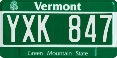 VT license plate YXK847