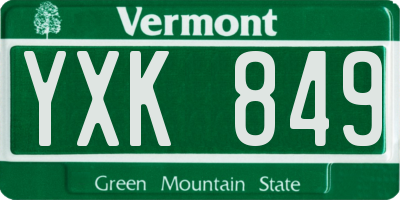 VT license plate YXK849