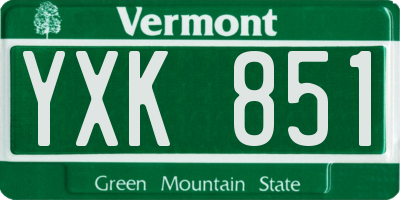 VT license plate YXK851