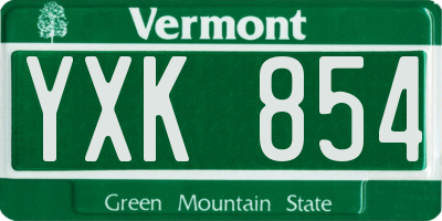 VT license plate YXK854