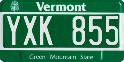 VT license plate YXK855