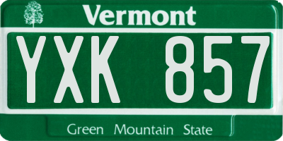 VT license plate YXK857