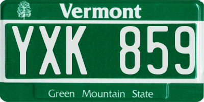 VT license plate YXK859