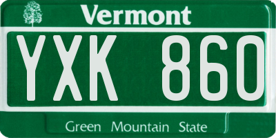 VT license plate YXK860