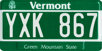 VT license plate YXK867