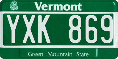 VT license plate YXK869