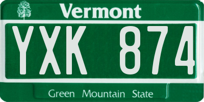 VT license plate YXK874
