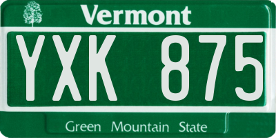VT license plate YXK875