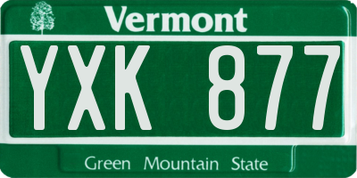 VT license plate YXK877