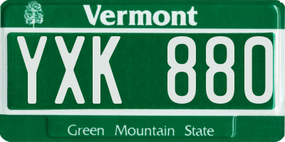 VT license plate YXK880