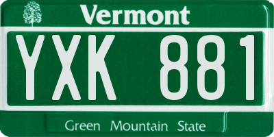 VT license plate YXK881
