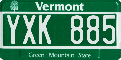 VT license plate YXK885