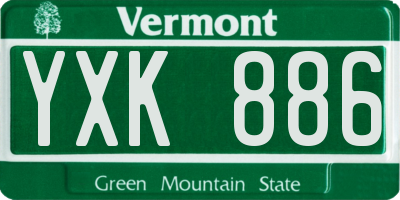 VT license plate YXK886