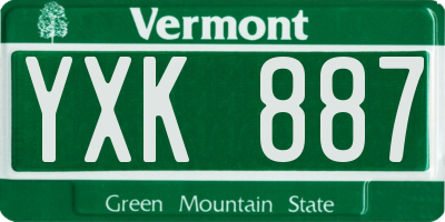 VT license plate YXK887