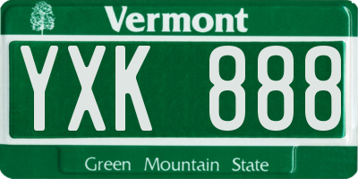 VT license plate YXK888