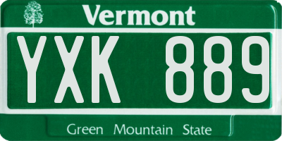 VT license plate YXK889