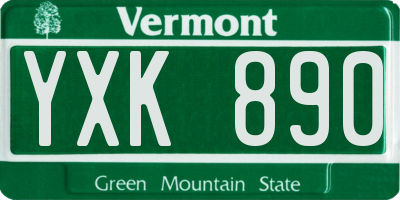 VT license plate YXK890