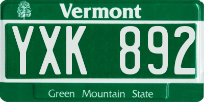 VT license plate YXK892