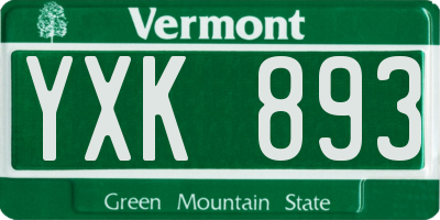VT license plate YXK893