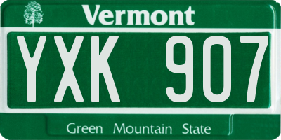 VT license plate YXK907
