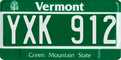 VT license plate YXK912
