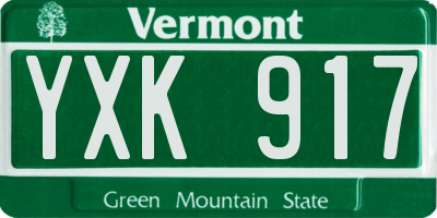 VT license plate YXK917