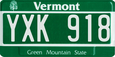 VT license plate YXK918