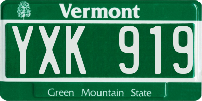 VT license plate YXK919
