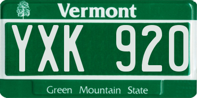 VT license plate YXK920