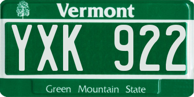 VT license plate YXK922