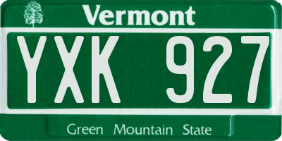 VT license plate YXK927