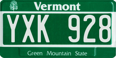 VT license plate YXK928