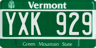 VT license plate YXK929