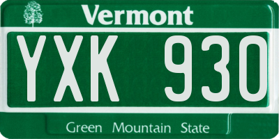 VT license plate YXK930