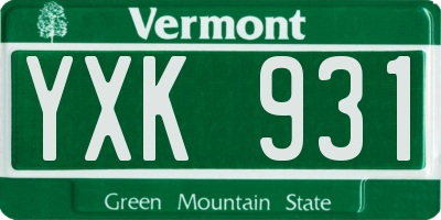 VT license plate YXK931