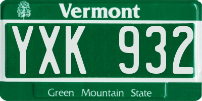 VT license plate YXK932