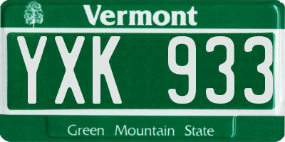 VT license plate YXK933