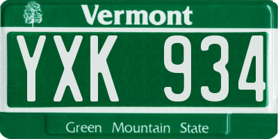 VT license plate YXK934