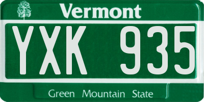 VT license plate YXK935
