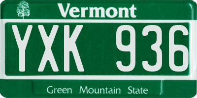 VT license plate YXK936