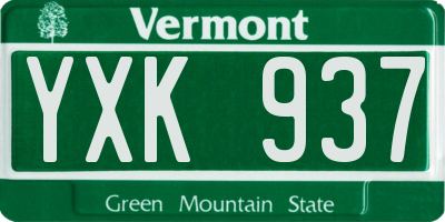 VT license plate YXK937
