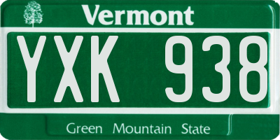 VT license plate YXK938