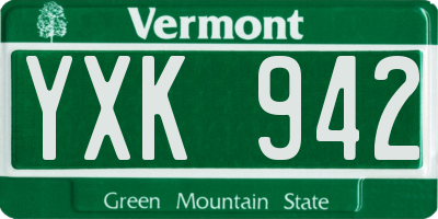 VT license plate YXK942
